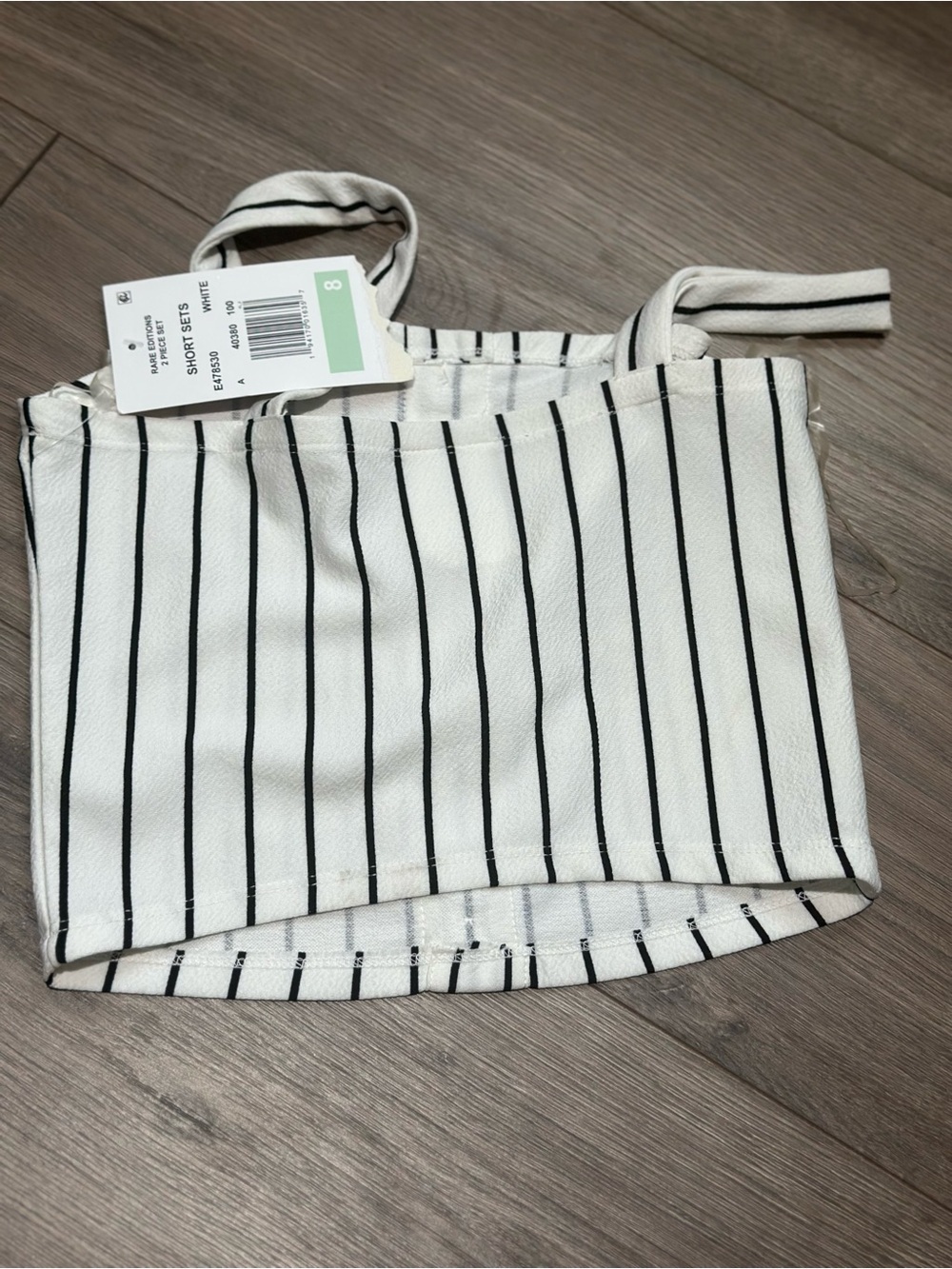 Rare Editions White and Black Striped 2-Piece Girls Set - Picture 12 of 16